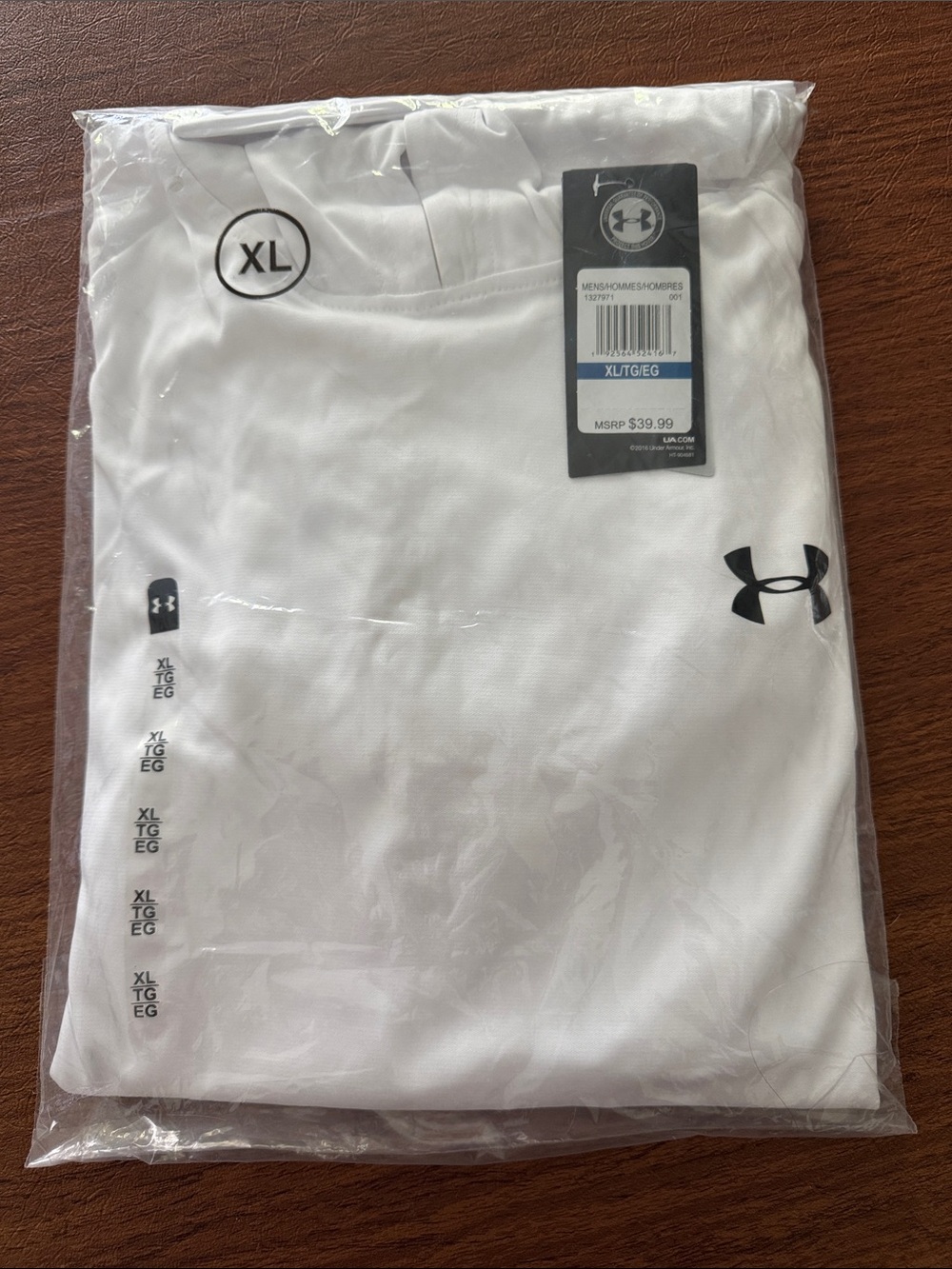 Under Armour White Long Sleeve HeatGear Tee with Black Logo XL
